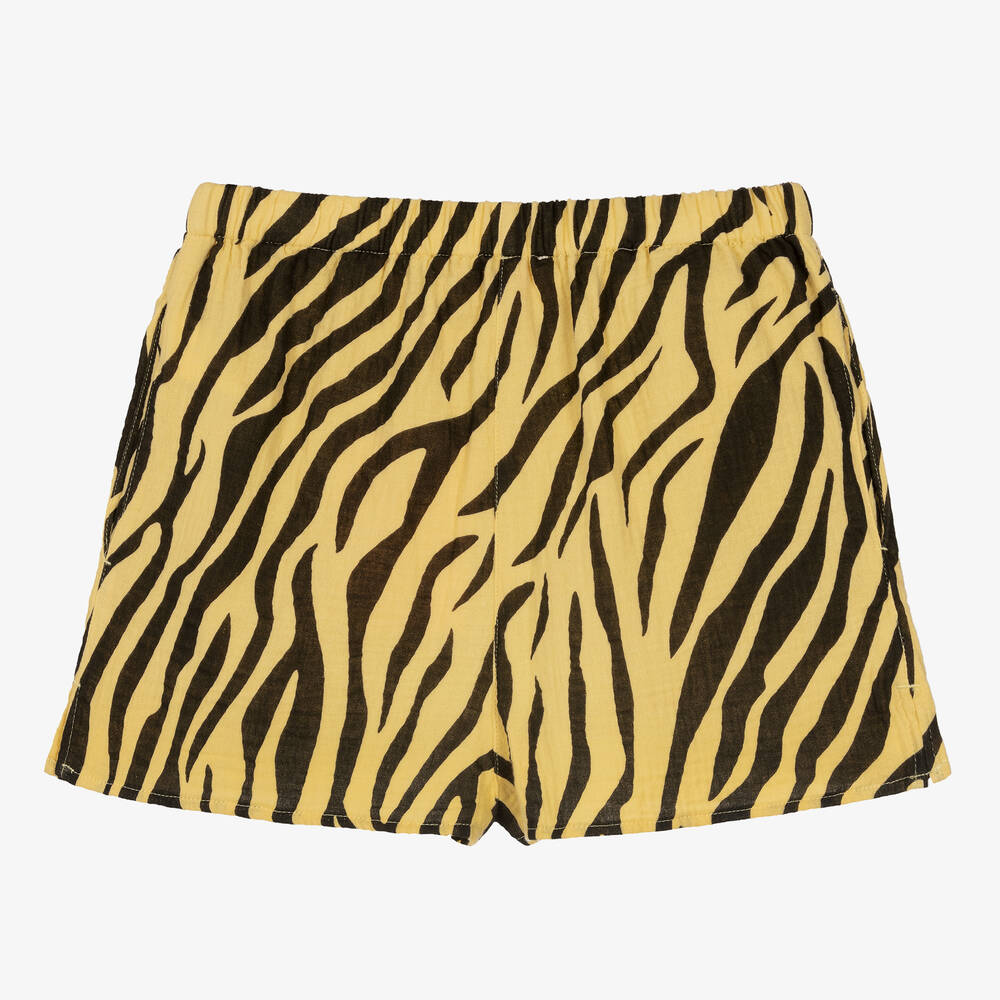The Animals Observatory-Желто-черные шорты с принтом под зебру | Childrensalon Outlet