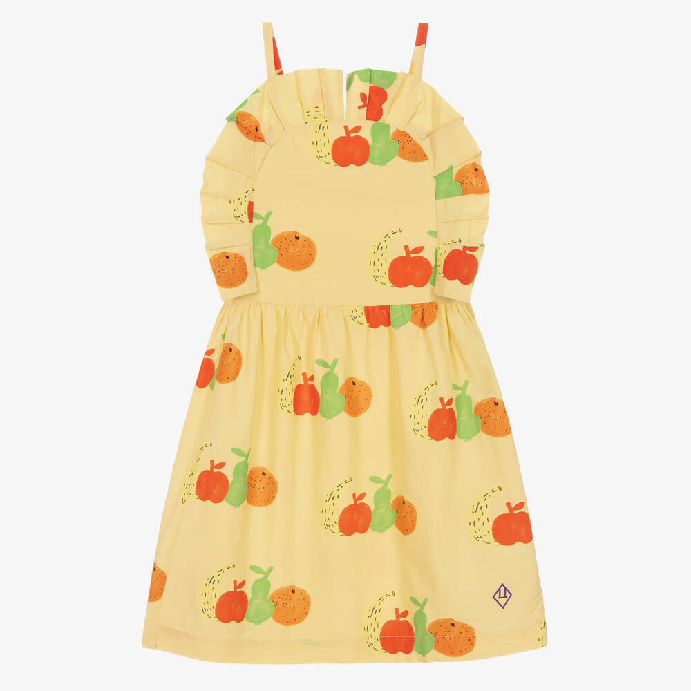 The Animals Observatory - Желтое хлопковое платье с фруктами | Childrensalon