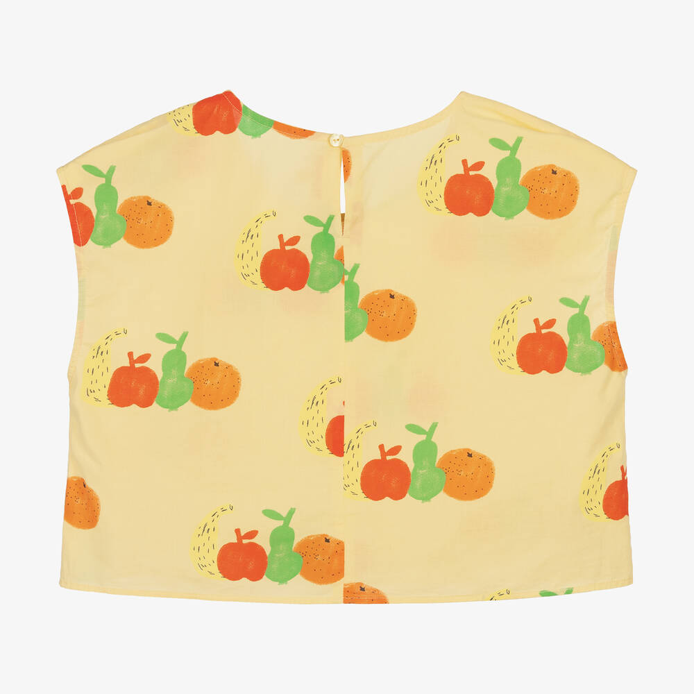 The Animals Observatory-Teen Girls Yellow Cotton Fruit Top | Childrensalon Outlet