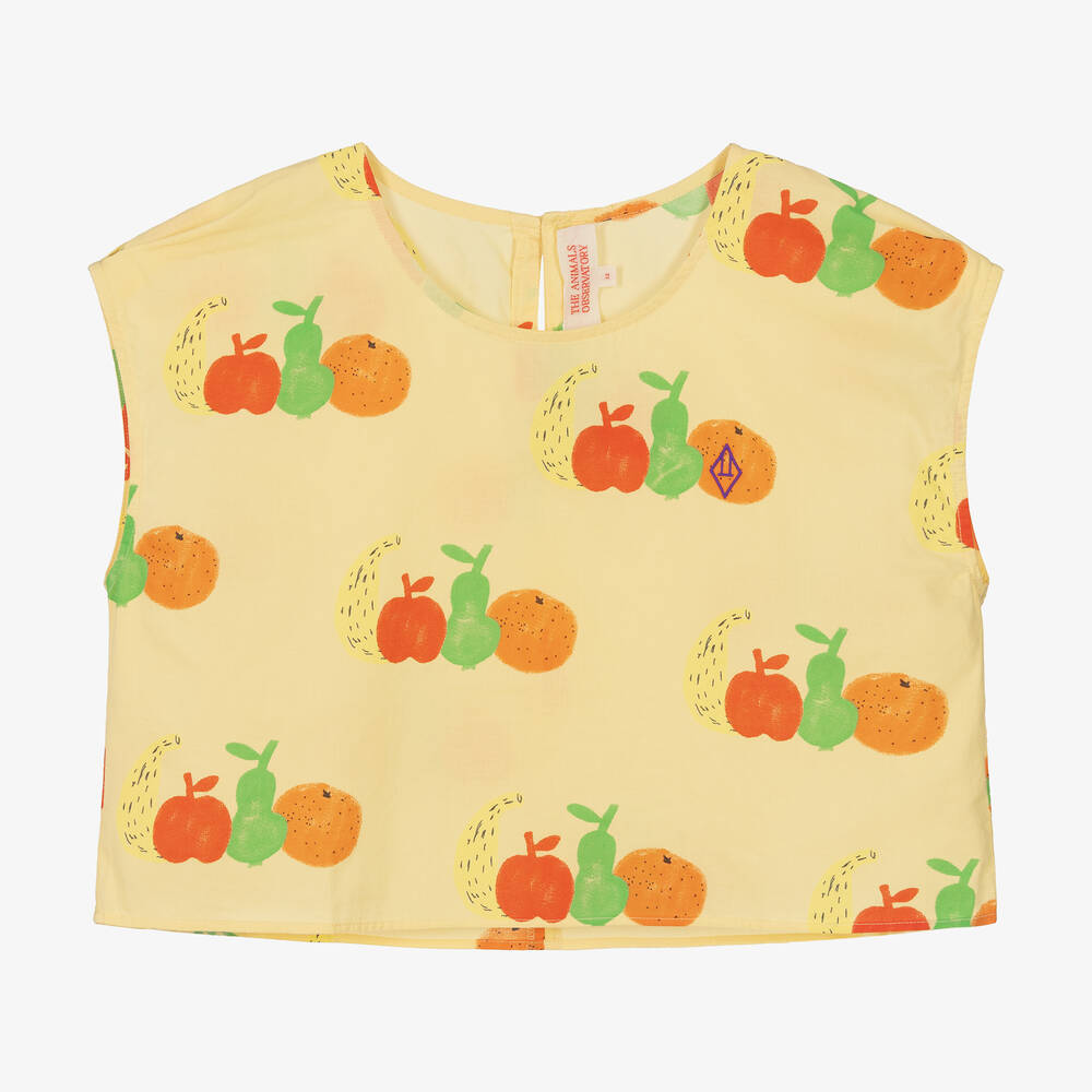 The Animals Observatory - Teen Girls Yellow Cotton Fruit Top | Childrensalon