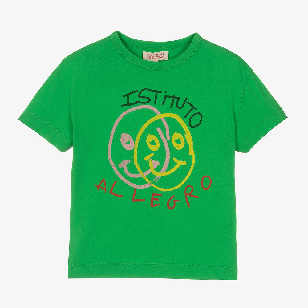 The Animals Observatory - T-shirt vert en coton à motif ado | Childrensalon