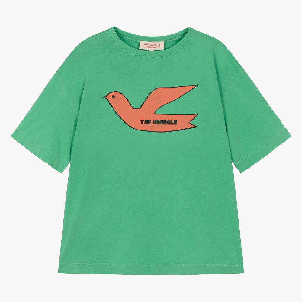 The Animals Observatory - Teen Green Cotton Logo Bird T-Shirt | Childrensalon