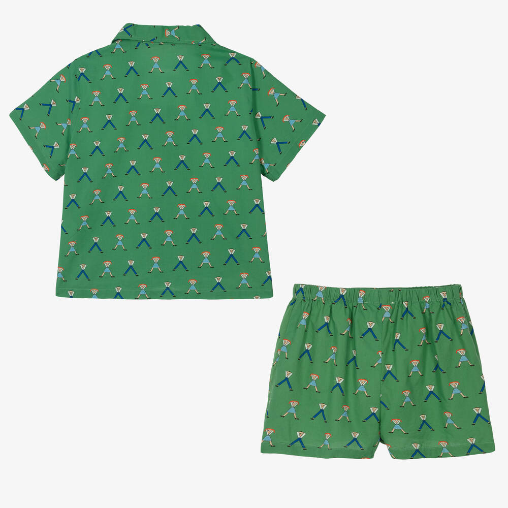 The Animals Observatory-Teen Green Cotton Shirt & Shorts Set | Childrensalon Outlet