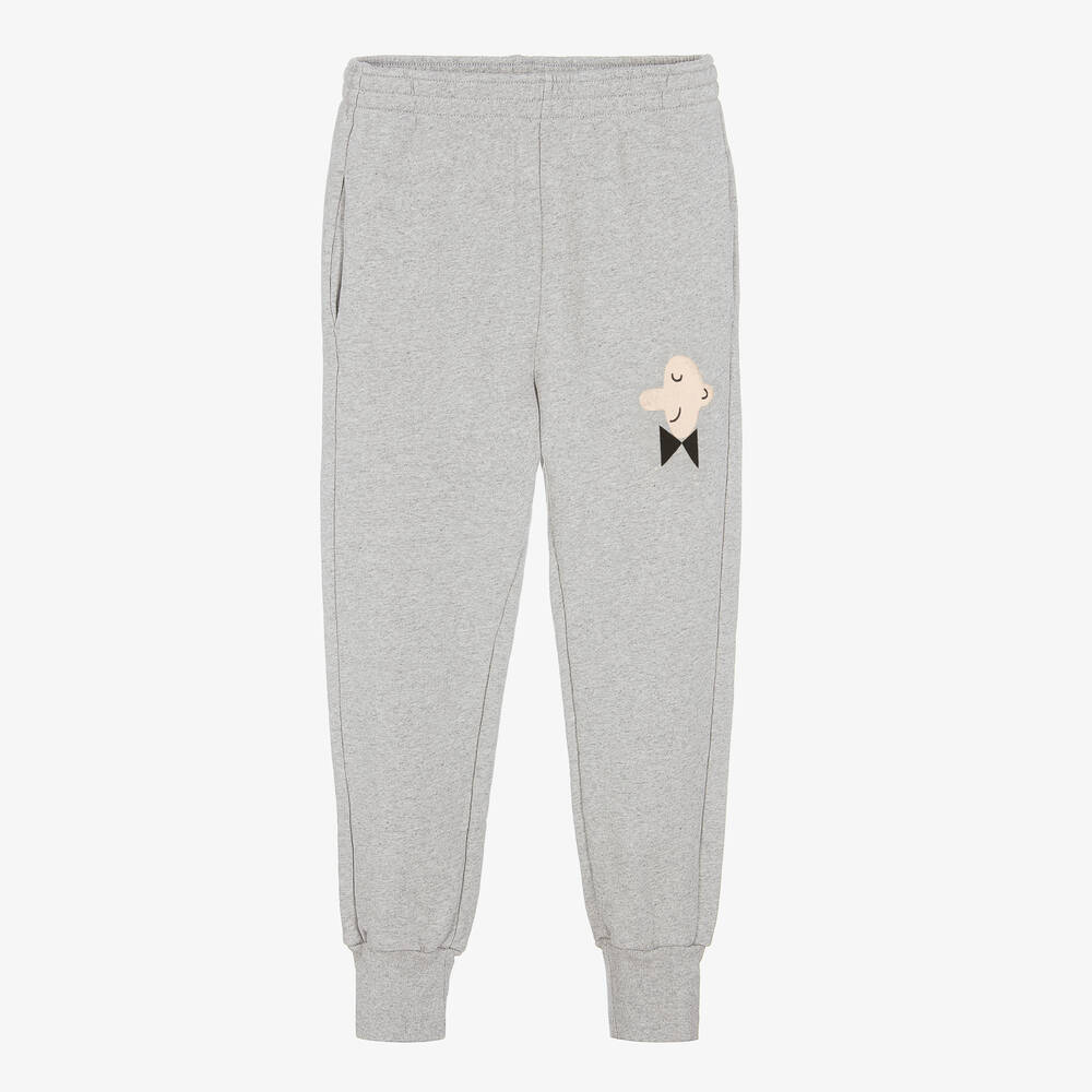 The Animals Observatory - Teen Grey Marl Cotton Logo Joggers | Childrensalon