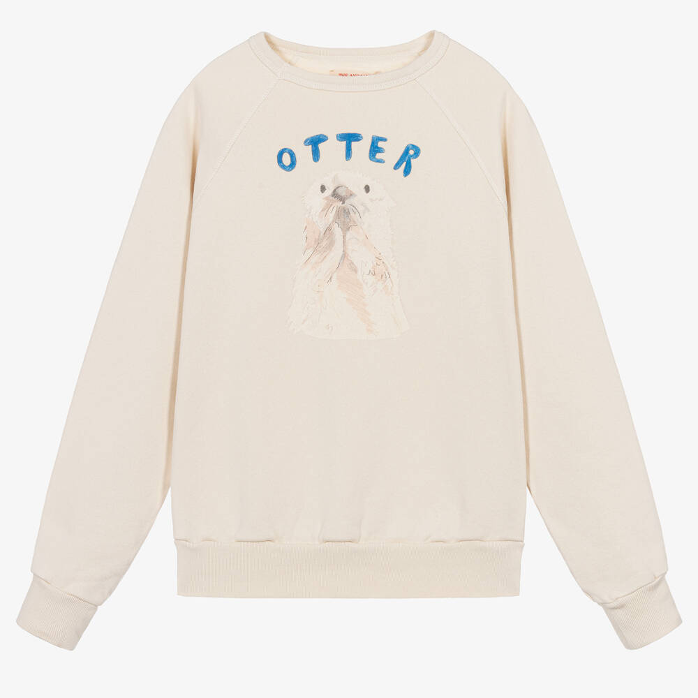 The Animals Observatory - Teen Ivory Cotton Otter Sweatshirt | Childrensalon