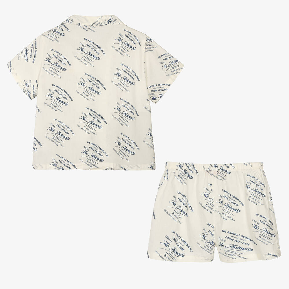 The Animals Observatory-Teen Ivory Cotton Shirt & Shorts Set | Childrensalon Outlet