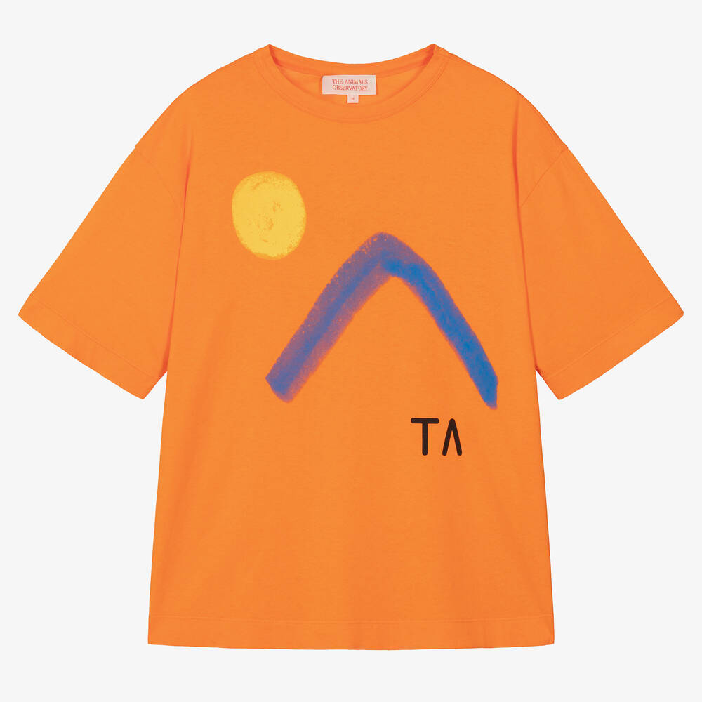 The Animals Observatory - Teen Orange Cotton Oversized T-Shirt | Childrensalon