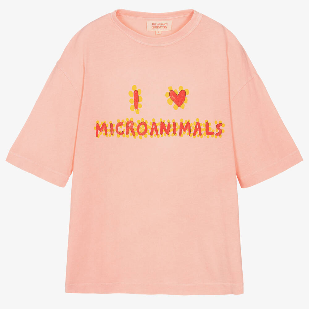 The Animals Observatory - Розовая хлопковая футболка oversize | Childrensalon
