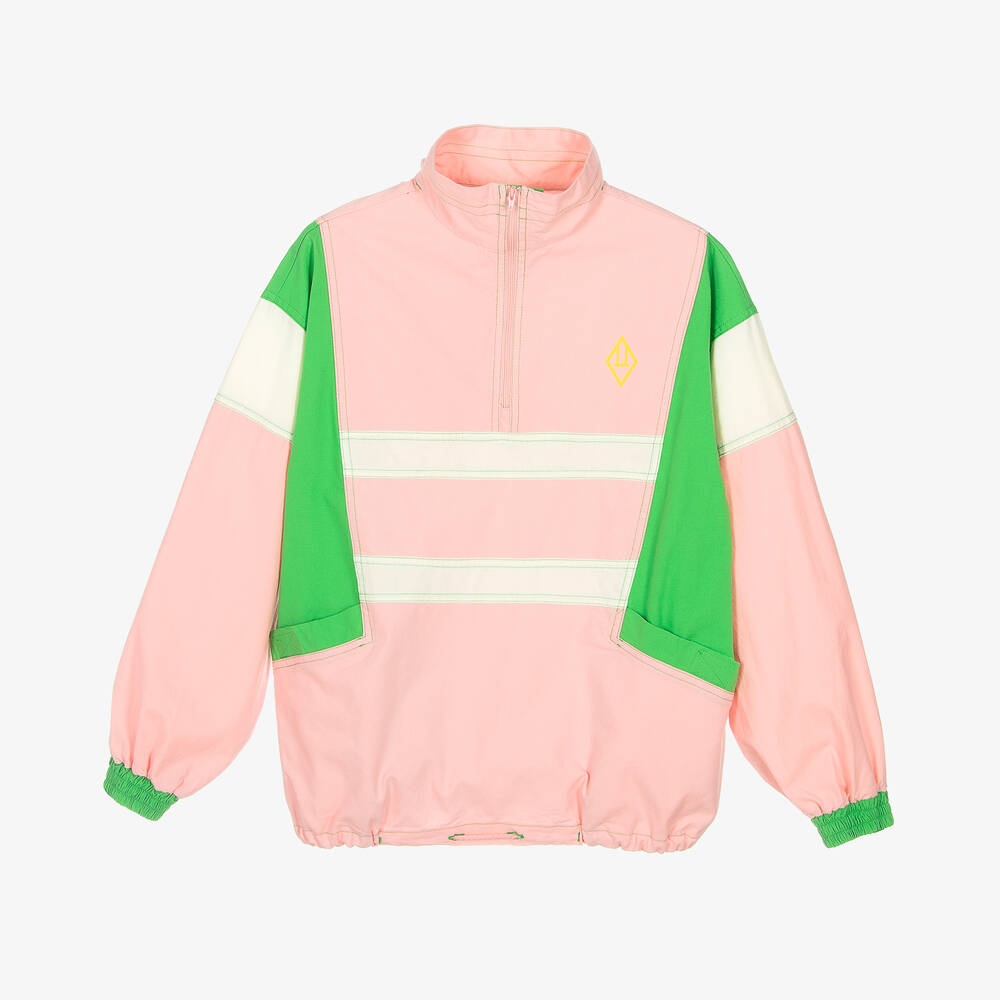 The Animals Observatory - Colourblock-Baumwolljacke rosa/grün | Childrensalon