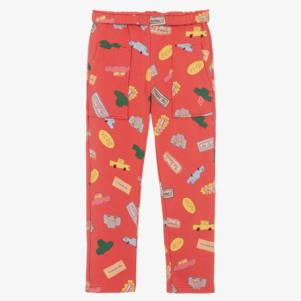 The Animals Observatory - Teen Red Cotton Jersey Car Trousers | Childrensalon