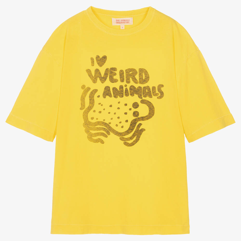 The Animals Observatory - Teen Yellow Cotton Oversized Graphic T-Shirt | Childrensalon