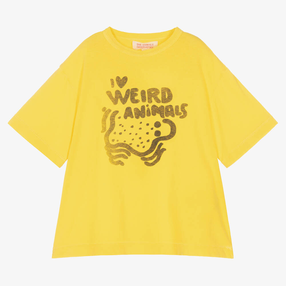 The Animals Observatory - Yellow Cotton Oversized Graphic T-Shirt | Childrensalon