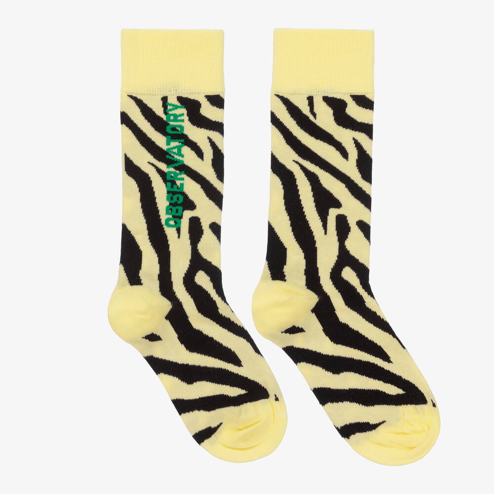 The Animals Observatory - Yellow Cotton Zebra Socks | Childrensalon