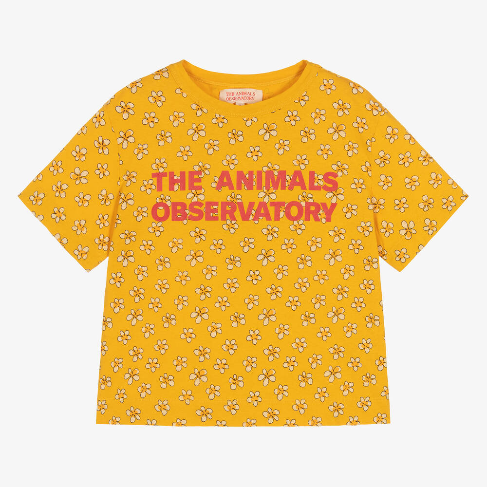 The Animals Observatory - T-shirt jaune à marguerites | Childrensalon