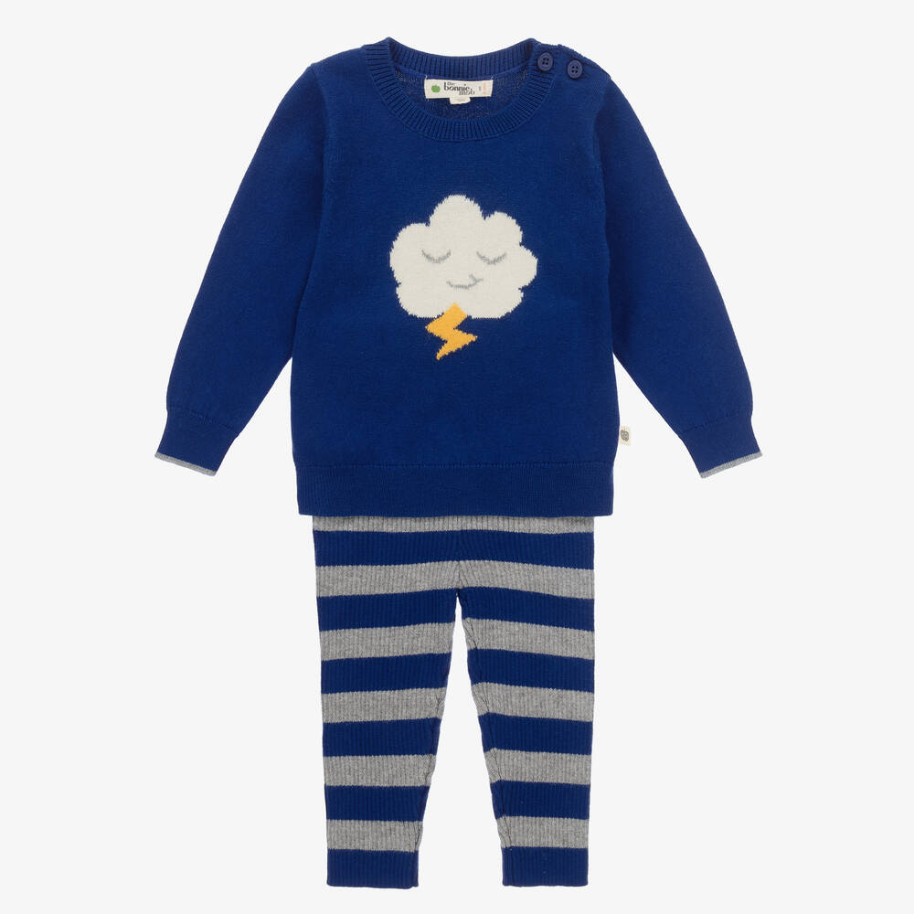 The Bonniemob - Синий вязаный свитер и легинсы из хлопка | Childrensalon