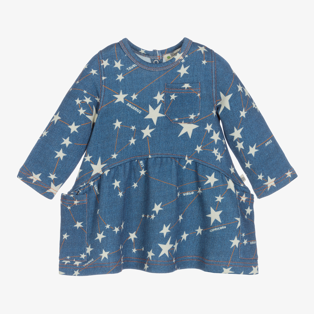 The Bonniemob - Baby Girls Blue Cotton Dress | Childrensalon