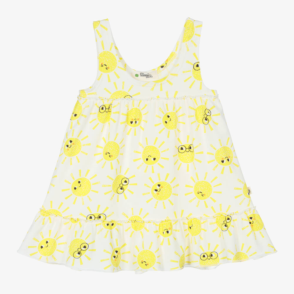 The Bonniemob-Кремовое хлопковое платье с солнышками | Childrensalon Outlet