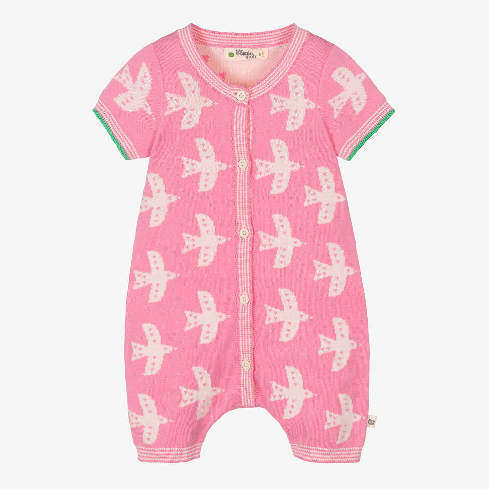 The Bonniemob - Розовый хлопковый песочник с голубями | Childrensalon