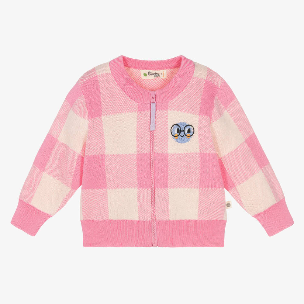 The Bonniemob-Baby Girls Pink Cotton Knit Cardigan | Childrensalon Outlet