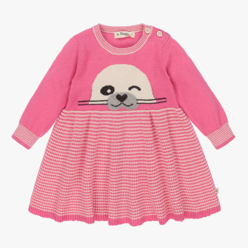 The Bonnie Mob - Baby Girls Pink Knitted Dress | Childrensalon