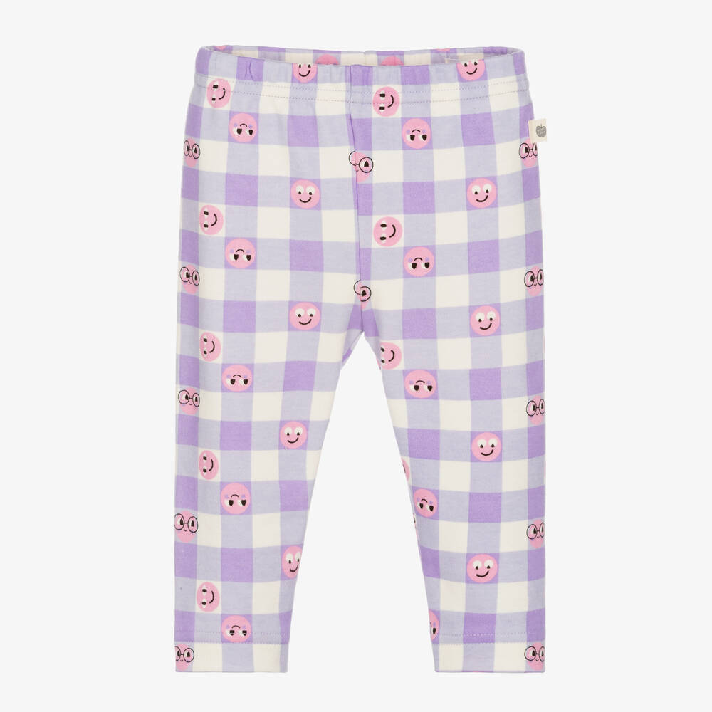 The Bonnie Mob - Baby Girls Purple Cotton Gingham Leggings | Childrensalon