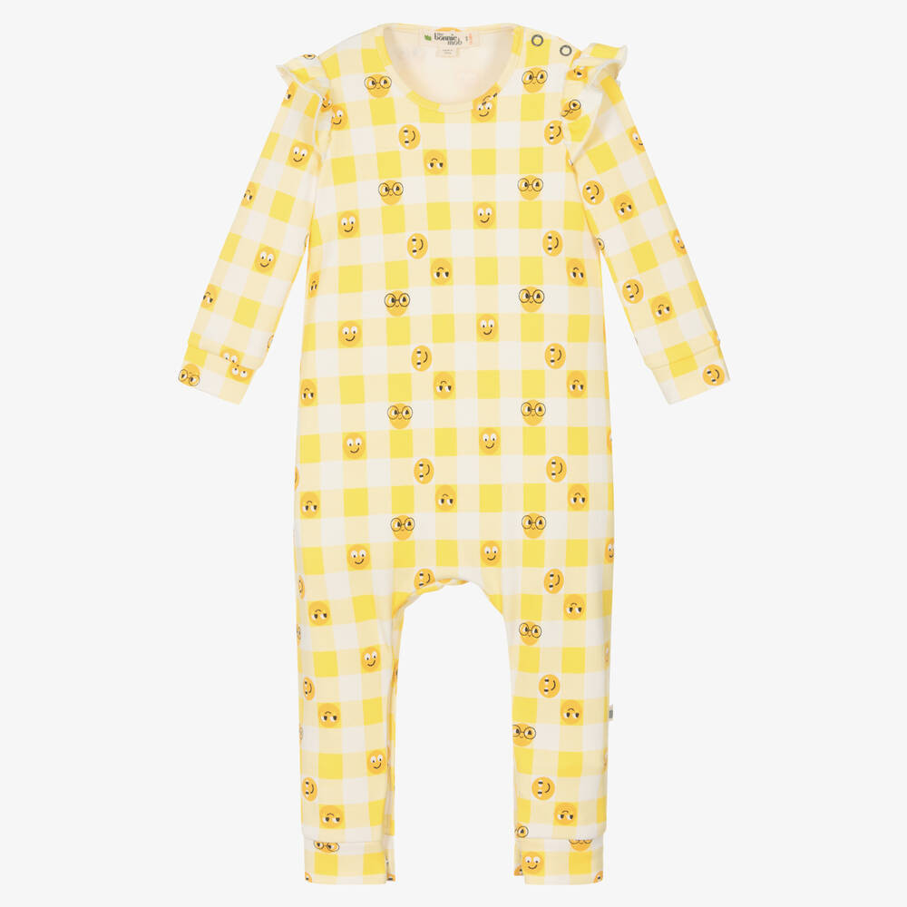 The Bonniemob-Baby Girls Yellow Organic Cotton Romper  | Childrensalon Outlet