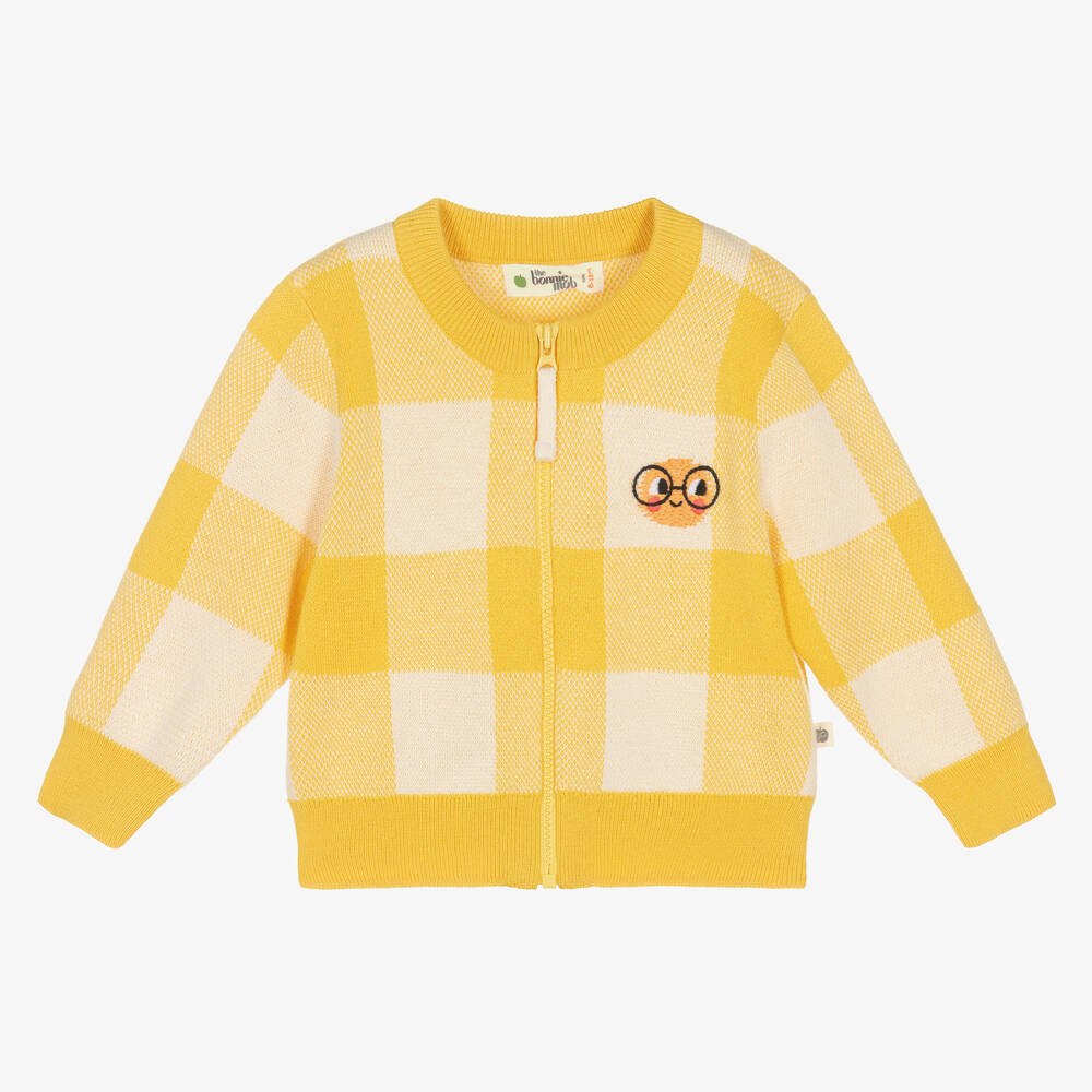 The Bonniemob - Baby Yellow Cotton Knit Cardigan | Childrensalon