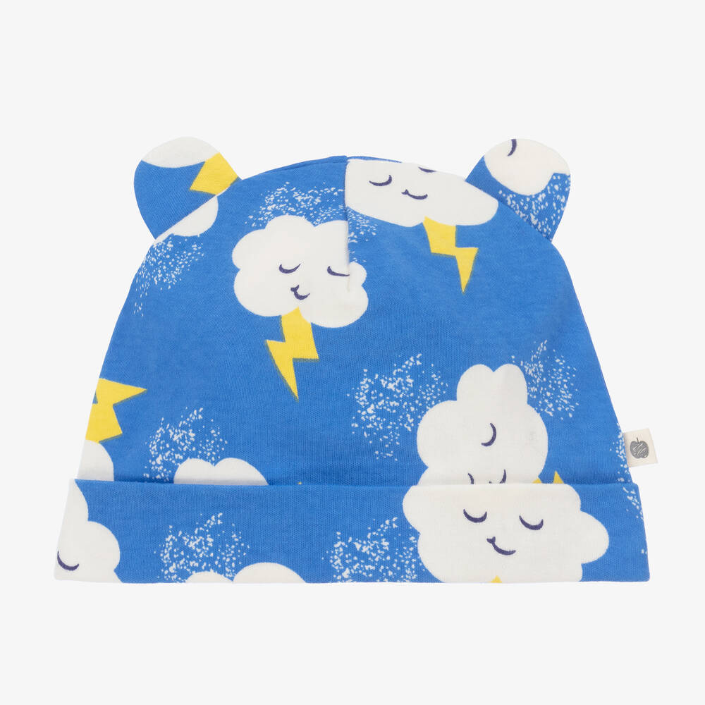The Bonnie Mob - Blaue Baumwollmütze mit Wolken-Print für Babys | Childrensalon