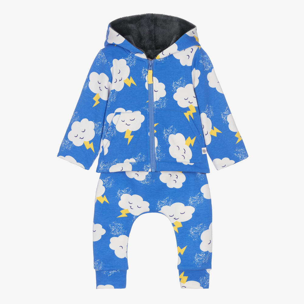 The Bonnie Mob - Blauer Baumwoll-Trainingsanzug mit Wolken-Print | Childrensalon