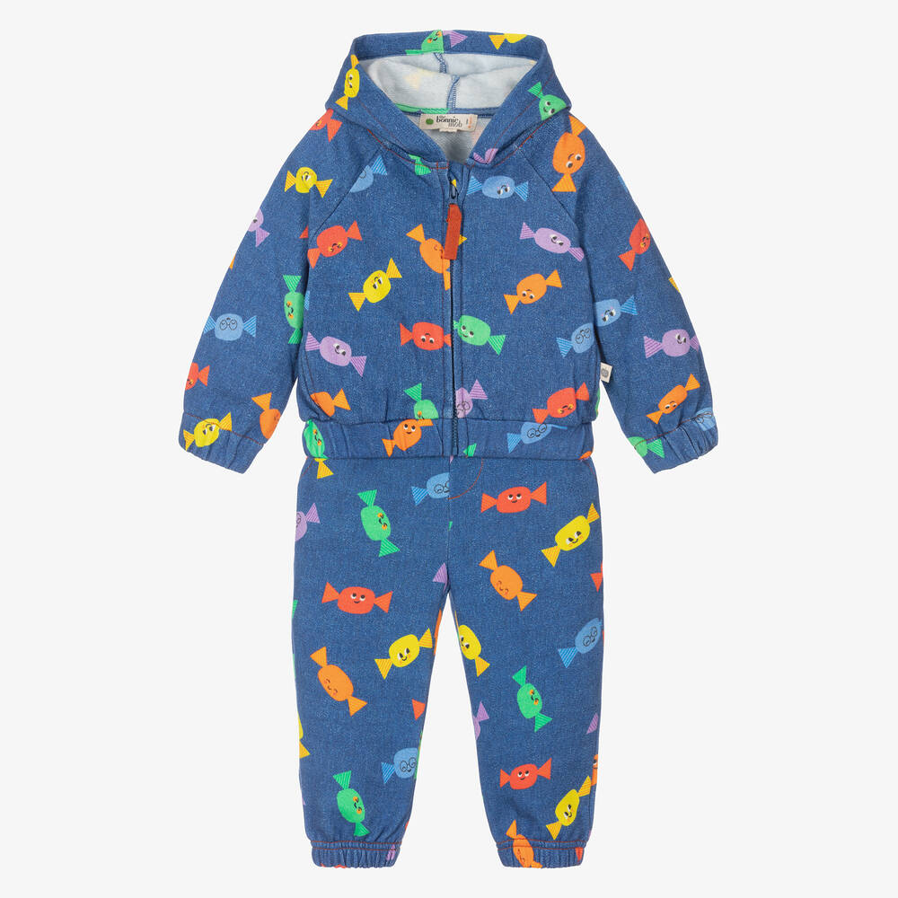 The Bonnie Mob - Blue Cotton Jersey Baby Tracksuit | Childrensalon