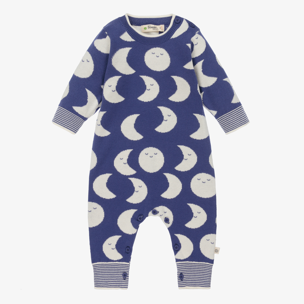 The Bonnie Mob - Blue Cotton Knit Babysuit | Childrensalon