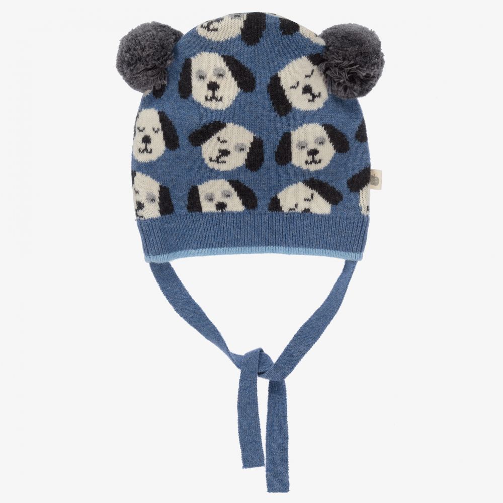 The Bonnie Mob - Blue Knitted Pom-Pom Hat | Childrensalon