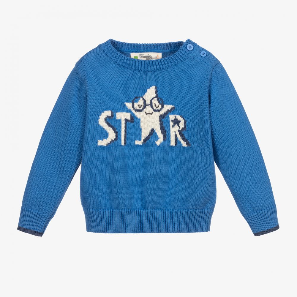 The Bonniemob - Blauer Pullover aus Biobaumwolle | Childrensalon
