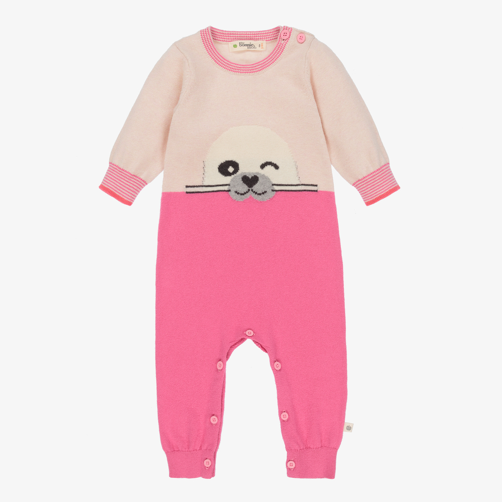The Bonnie Mob - Girls Pink Knitted Babysuit | Childrensalon