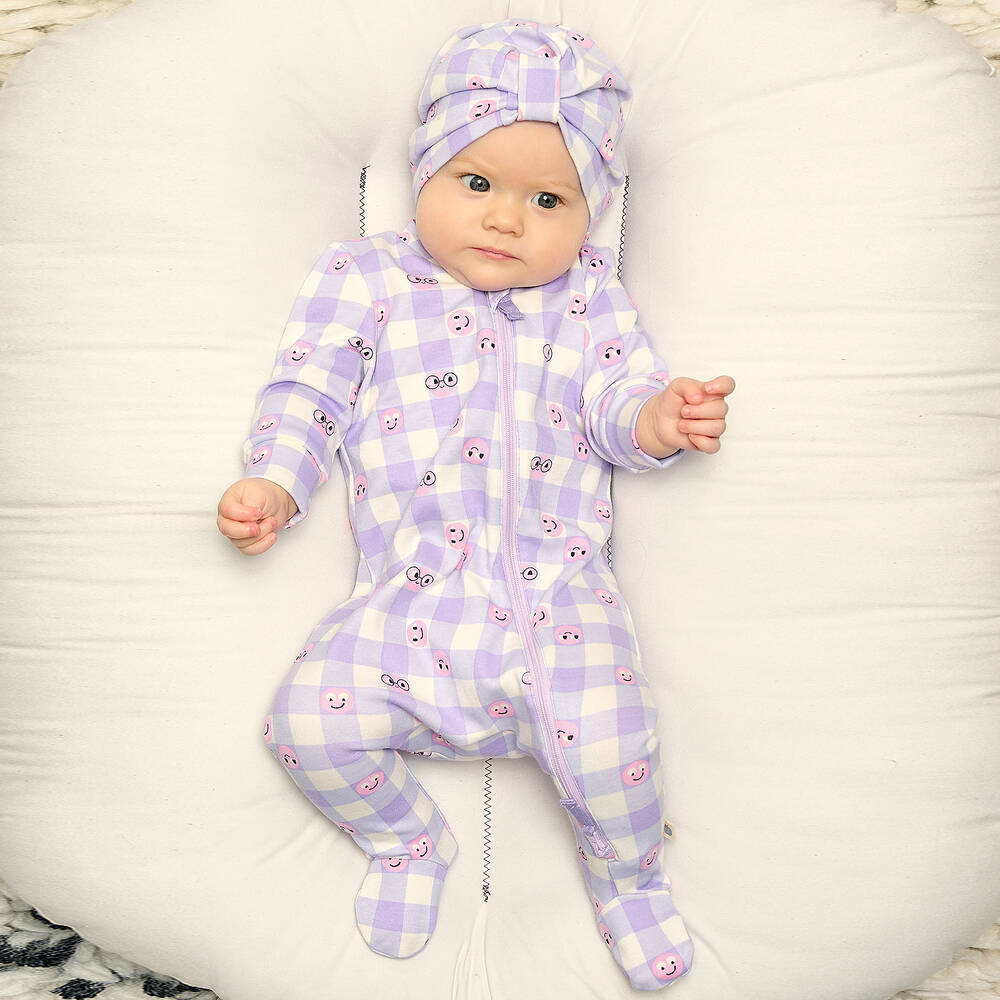 Purple top baby grow