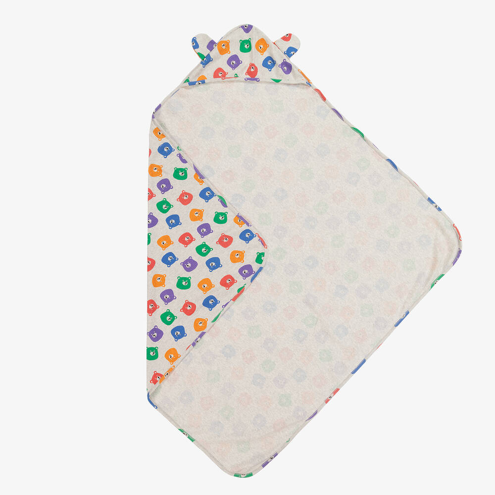 The Bonniemob - Серое одеяло с капюшоном и медвежатами (96см) | Childrensalon
