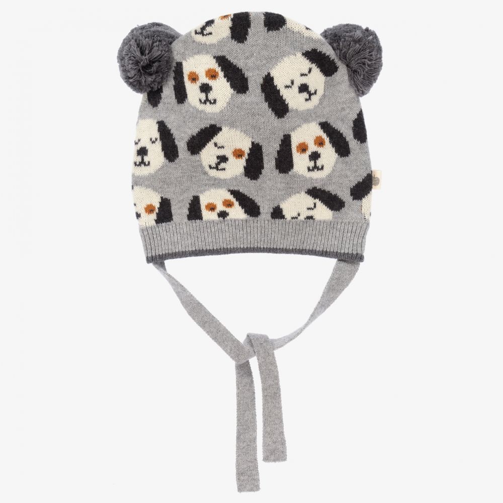 The Bonnie Mob - Grey Knitted Pom-Pom Hat | Childrensalon