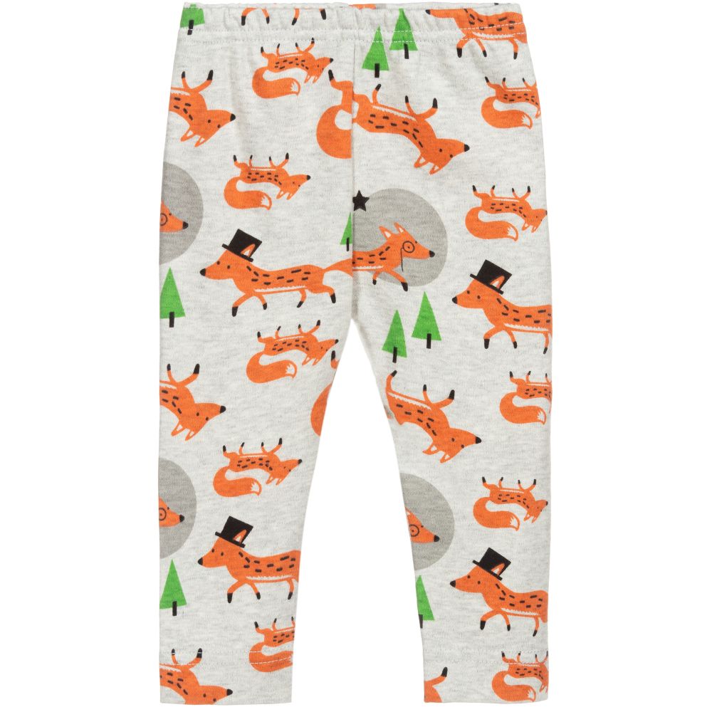 The Bonnie Mob - Grey & Orange Fox Leggings | Childrensalon