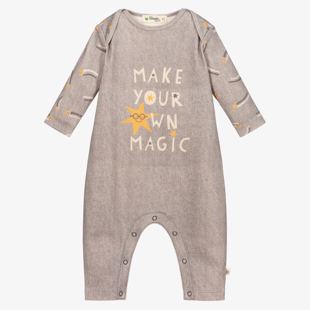 The Bonniemob-Grey Organic Cotton Romper | Childrensalon Outlet