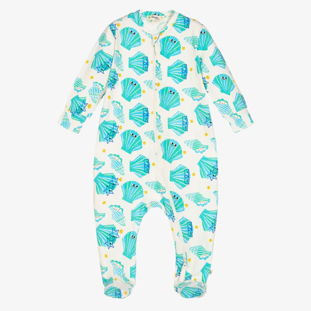 The Bonniemob-Ivory Cotton Shell Babygrow | Childrensalon Outlet