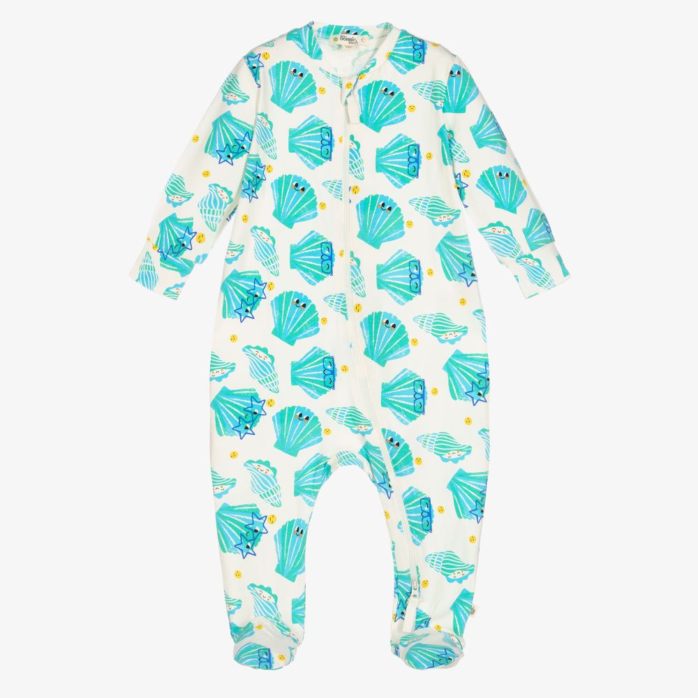 The Bonnie Mob - Ivory Cotton Shell Babygrow | Childrensalon