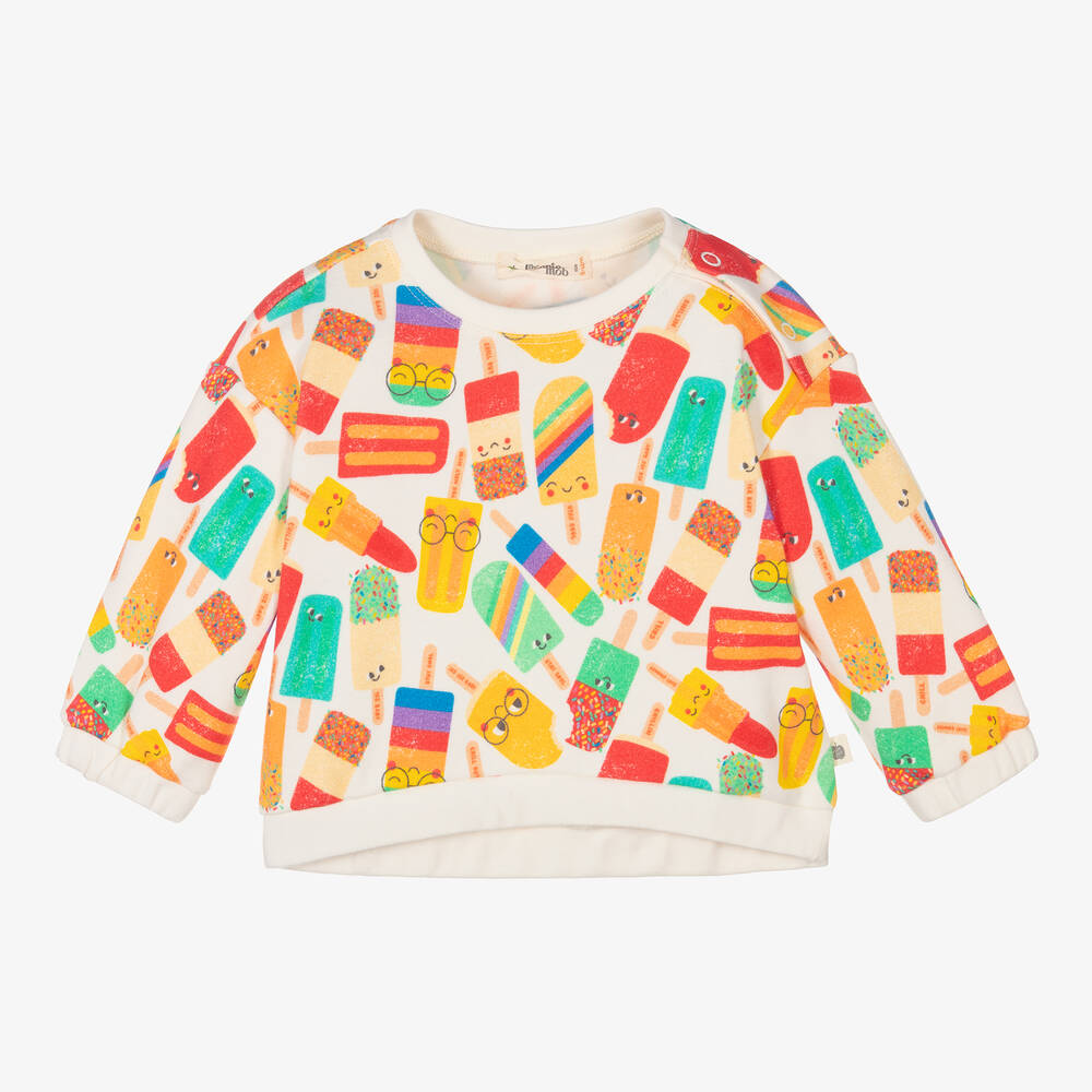 The Bonnie Mob - Ivory & Orange Cotton Lolly Sweatshirt | Childrensalon