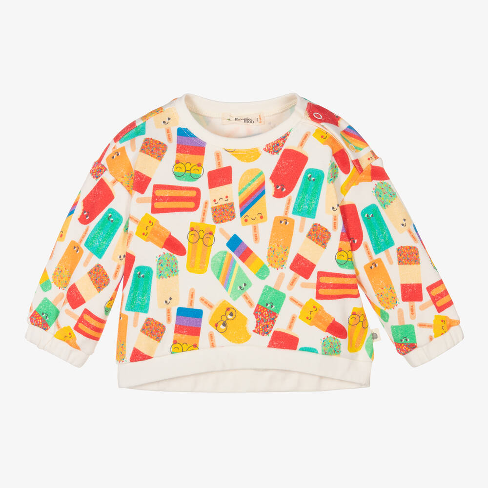 The Bonniemob - Sweat ivoire et orange coton Lolly | Childrensalon