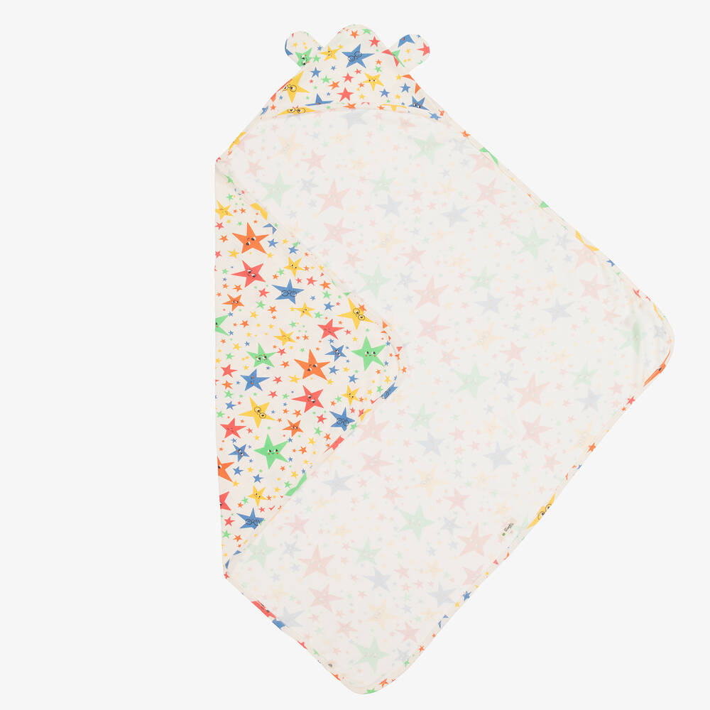 The Bonniemob-Ivory Star Print Hooded Blanket (96cm) | Childrensalon Outlet
