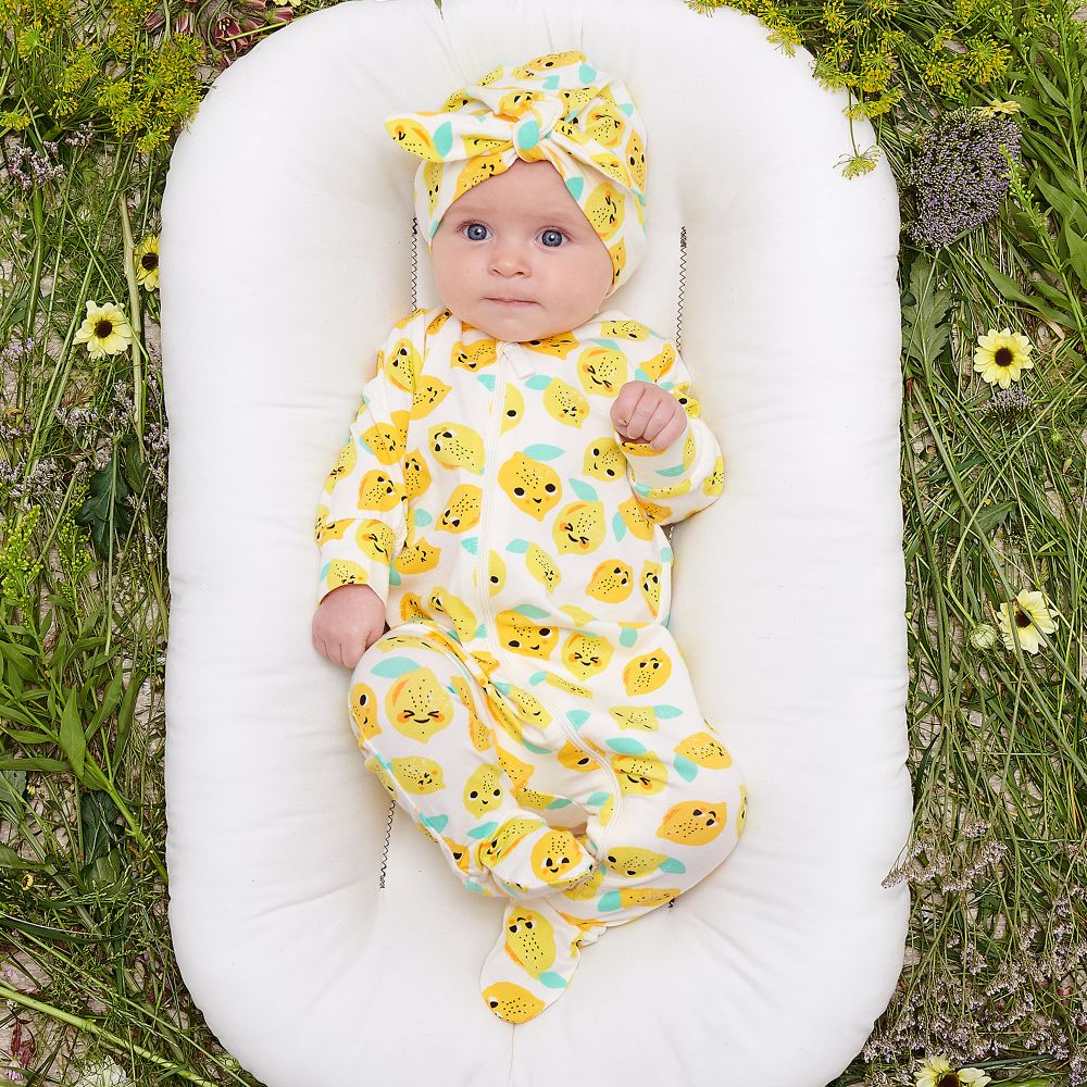 The Bonnie Mob Organic Cotton Lemon Babygrow Childrensalon Outlet