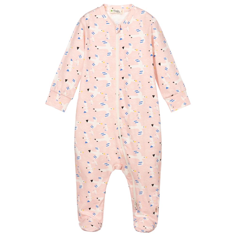 The Bonniemob-Pink Cotton Seagull Babygrow | Childrensalon Outlet