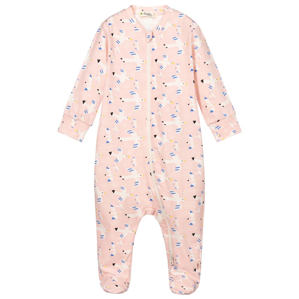 The Bonnie Mob - Pink Cotton Seagull Babygrow | Childrensalon