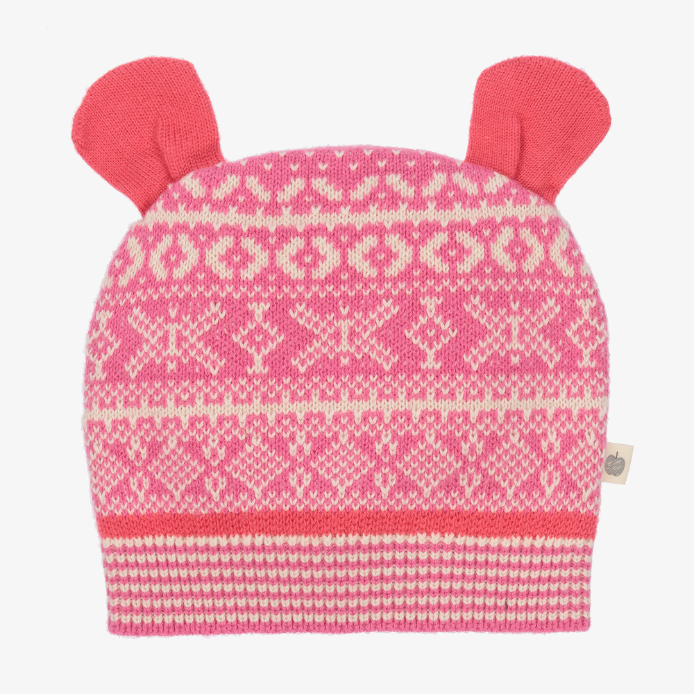The Bonniemob - Розовая жаккардовая вязаная шапка для малышей | Childrensalon
