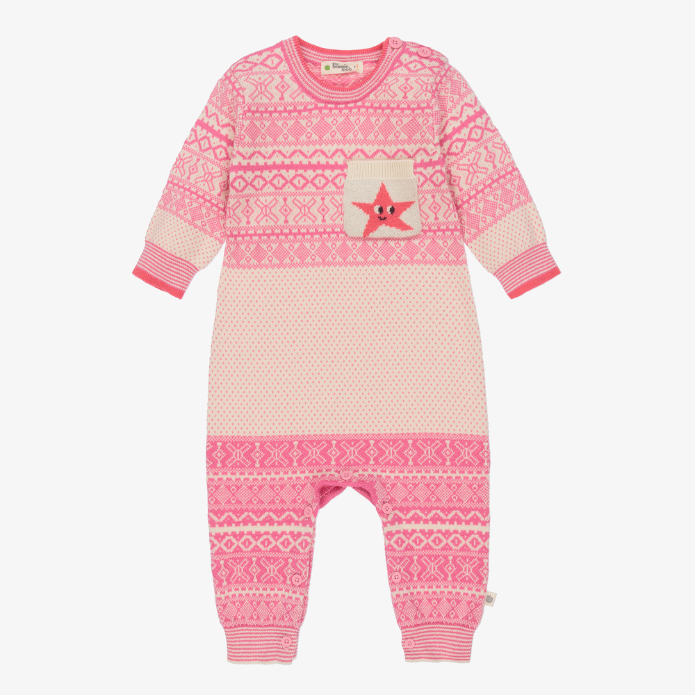 The Bonnie Mob - Pink Jacquard Knit Babysuit | Childrensalon