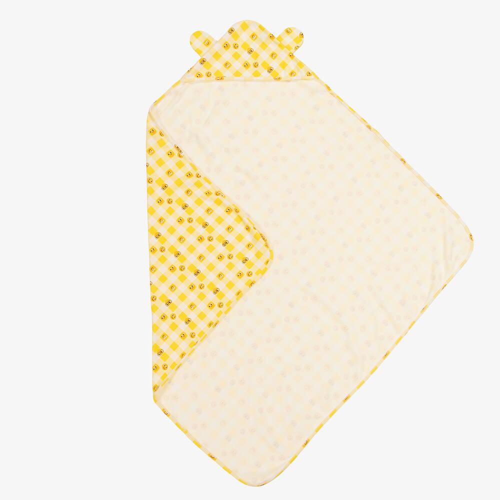 The Bonnie Mob - Yellow Check Print Hooded Blanket (96cm) | Childrensalon